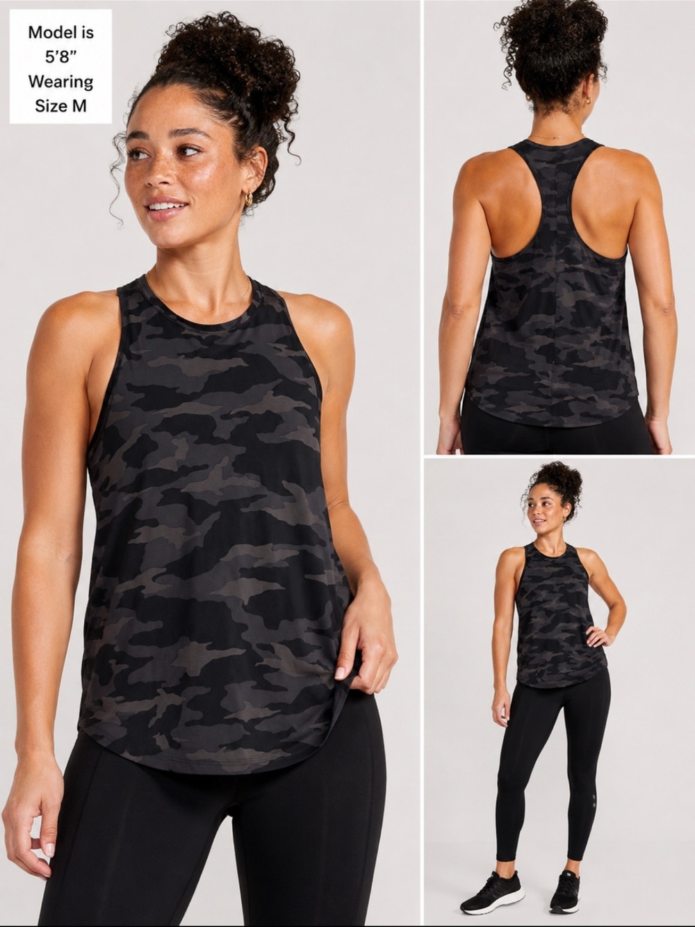 #081 Athleta Ultimate Camo Train Tank Black Gray Camo Medium